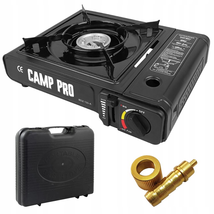 Przenośna Kuchenka Gazowa Turystyczna 2w1 Polowa Na Kartusze z Walizką CAMP PRO