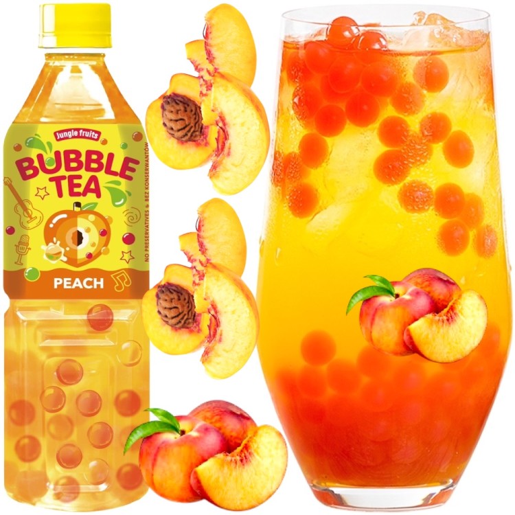 Napój Herbaciany z Pękającymi Kuleczkami Bubble Tea Brzoskwinia 500ml JUNGLE FRUITS