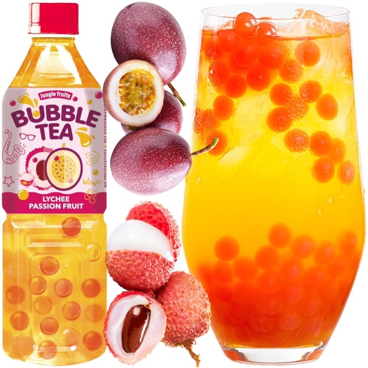 Napój Herbaciany z Pękającymi Kuleczkami Bubble Tea Liczi Marakuja 500ml JUNGLE FRUITS