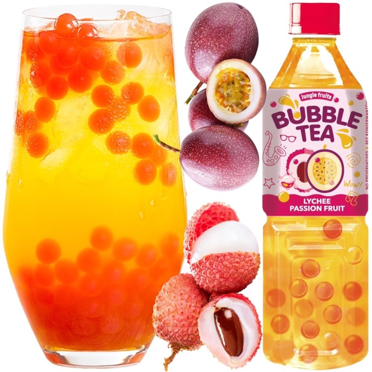 Napój Herbaciany z Pękającymi Kuleczkami Bubble Tea Liczi Marakuja 500ml JUNGLE FRUITS