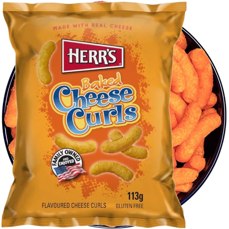 Amerykańskie Chrupki Kukurydziane Serowe Cheese Curls Baked 113g HERR'S