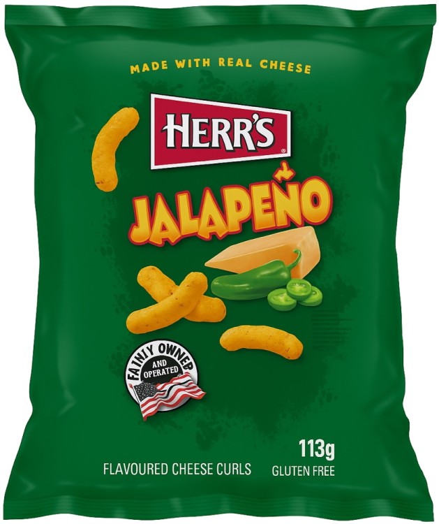Amerykańskie Chrupki Kukurydziane Ser i Jalapeno Cheese Curls Baked 113g HERR'S