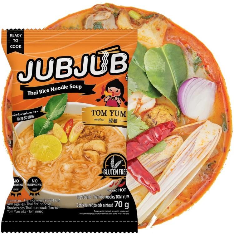 Tajska Zupka Błyskawiczna Makaron Ryżowy Instant Krewetki Tom Yum 70g JUB JUB
