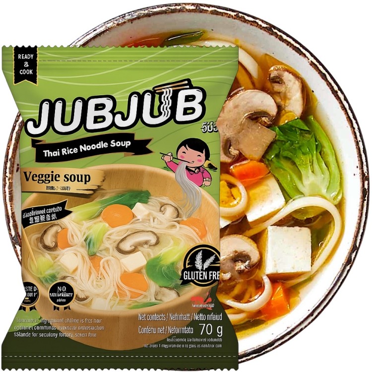 Tajska Zupka Błyskawiczna Makaron Ryżowy Instant Warzywna Veggie 70g JUB JUB