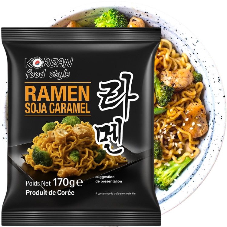 Koreański Gotowany Ramen Instant Sojowy z Karmelem 170g KOREAN FOOD STYLE