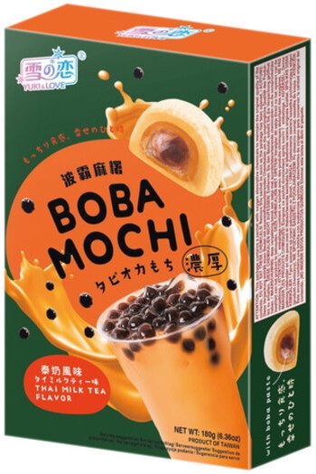 Ciastka Ciasteczka Ryżowe Galaretki BOBA MOCHI z Nadzieniem TAJSKIE MLEKO 180g YUKI & LOVE