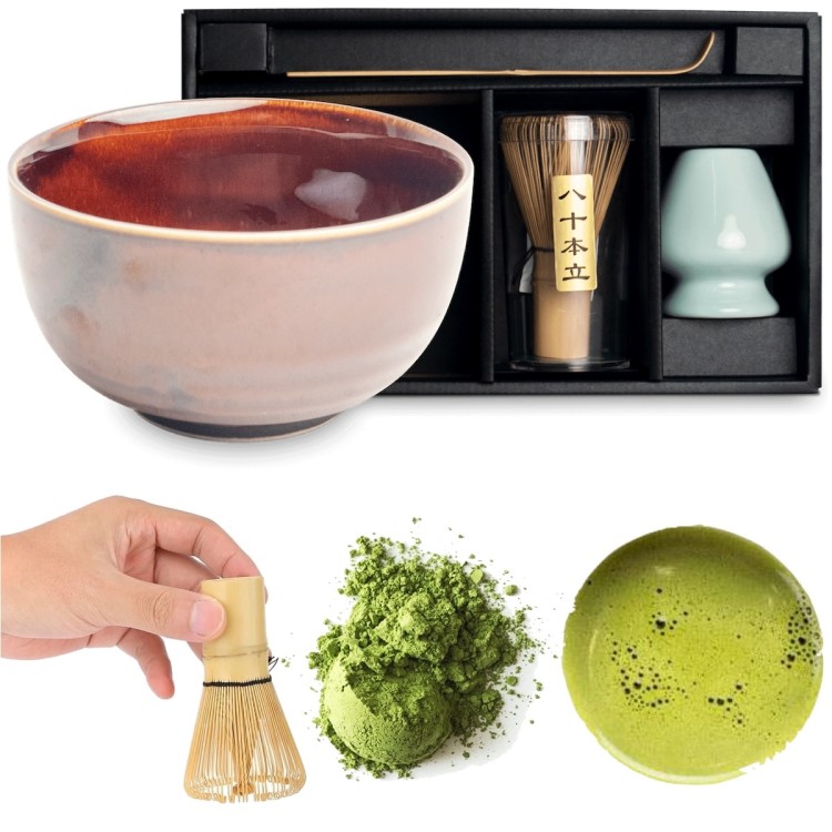 Zestaw Do Przygotowania Herbaty Matcha Matchy UZU BROWN 4 Elementy EDO JAPAN