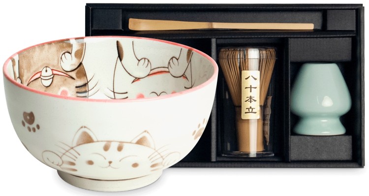 Zestaw Do Przygotowania Herbaty Matcha Matchy THREE CATS RED 4 Elementy EDO JAPAN