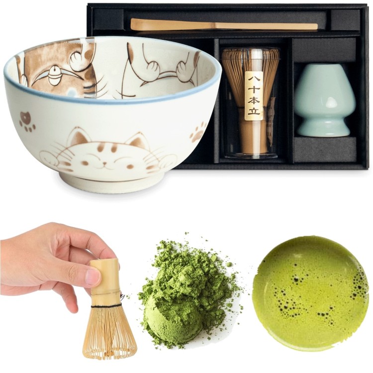 Zestaw Do Przygotowania Herbaty Matcha Matchy THREE CATS BLUE 4 Elementy EDO JAPAN
