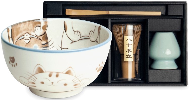 Zestaw Do Przygotowania Herbaty Matcha Matchy THREE CATS BLUE 4 Elementy EDO JAPAN