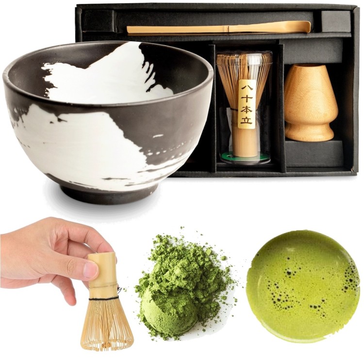Zestaw Do Przygotowania Herbaty Matcha Matchy KURO SHIRO 4 Elementy EDO JAPAN