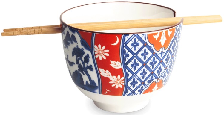 Miseczka z Pałeczkami Do Zupy Ramen i Makaronu Soba Biała BOTANICA EMRO AZIATICA