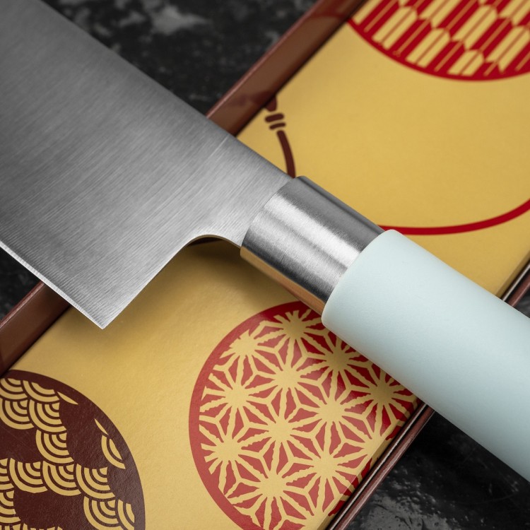 Satake Macaron Blue Japoński Ostry Nóż Kuchenny Nakiri Tasak Do Siekania 17cm