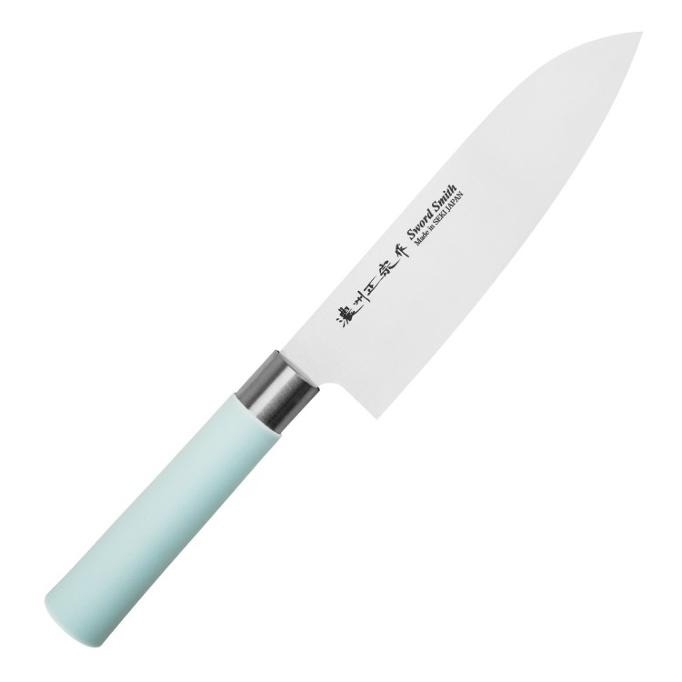Satake Macaron Blue Japoński Ostry Nóż Kuchenny Santoku Do Warzyw 17cm
