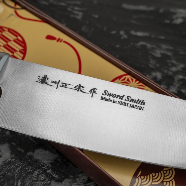 Satake Macaron Blue Japoński Ostry Nóż Kuchenny Santoku Do Warzyw 17cm