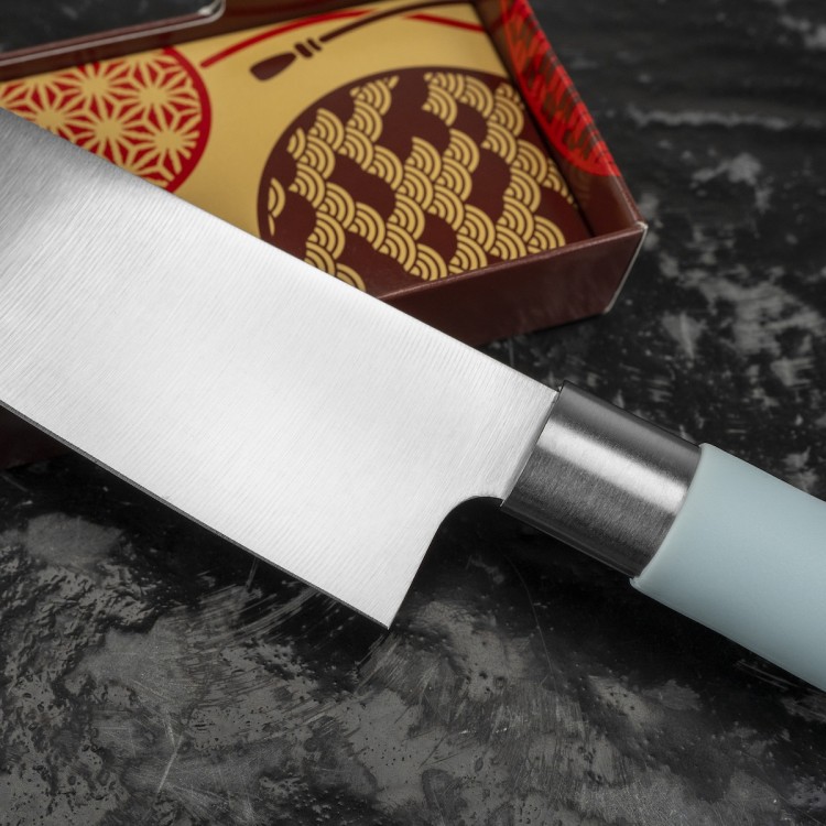 Satake Macaron Blue Japoński Ostry Nóż Kuchenny Santoku Do Warzyw 17cm