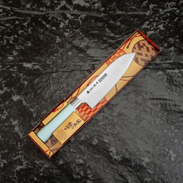 Satake Macaron Blue Japoński Ostry Nóż Kuchenny Santoku Do Warzyw 17cm