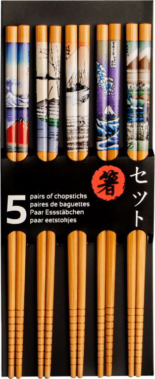 Jasne Drewniane Pałeczki z Kolorowym Motywem Fuji Do Sushi 5 Par 22,5cm EMRO AZIATICA