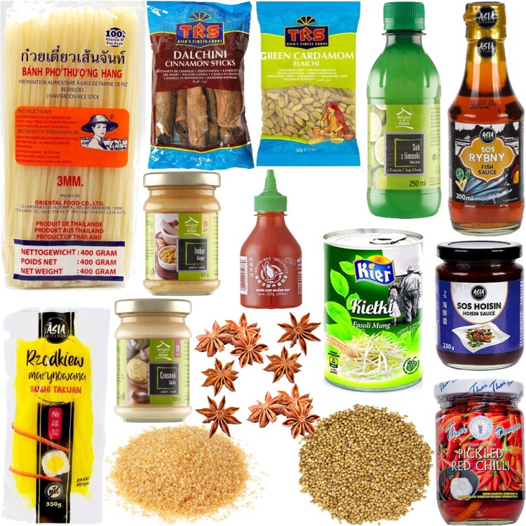 Zestaw Do Przygotowania Tradycyjnej Aromatycznej Wietnamskiej Zupy PHO 15 Produktów