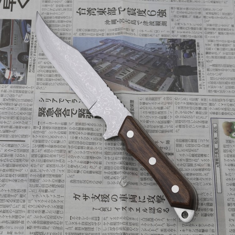 Kanetsune Aogami#2 Seseragi-Clip 2nd Japoński Ostry Nóż Turystyczny 12,5cm