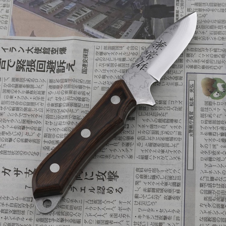 Kanetsune Aogami#2 Seseragi-Drop 2nd Japoński Ostry Nóż Turystyczny 63 HRC 7cm