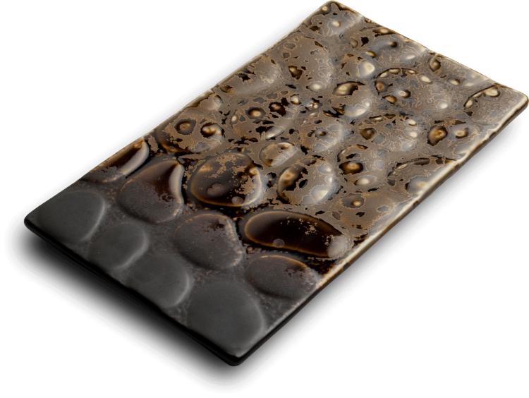 Ceramiczny Ciemny Talerz Do Serwowania Sushi Yaketa Brązowo Czarny Wyjątkowy Kształt 25,5cm x 14,5cm EMRO AZIATICA