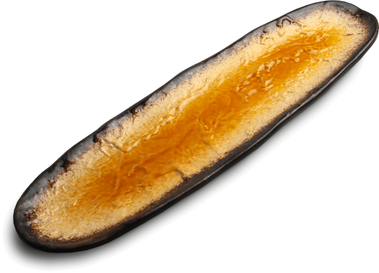 Ceramiczny Talerz Do Serwowania Sushi Yaketa Brązowo Pomarańczowy Zaokrąglony  41cm x 11,5cm EMRO AZIATICA