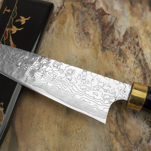 Takeshi Saji Art Fuji On Lake Ręcznie Kuty R-2 Japoński Nóż Kuchenny Uniwersalny 13cm + Saya