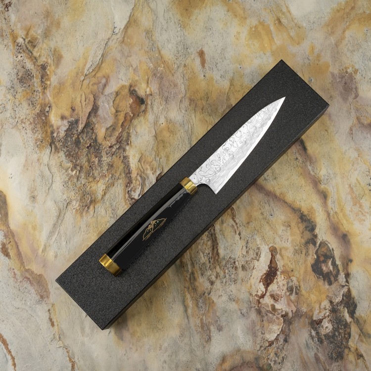 Takeshi Saji Art Fuji On Lake Ręcznie Kuty R-2 Japoński Nóż Kuchenny Uniwersalny 13cm + Saya