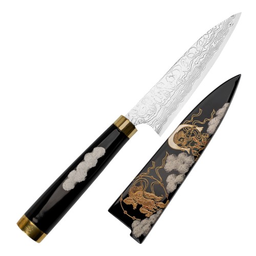 Takeshi Saji Art Fujin Raijin Ręcznie Kuty R-2 Japoński Nóż Kuchenny Uniwersalny 13cm + Saya