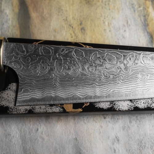 Takeshi Saji Art Fujin Raijin Ręcznie Kuty R-2 Japoński Nóż Kuchenny Uniwersalny 13cm + Saya