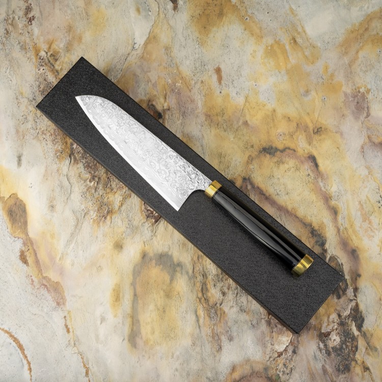 Takeshi Saji Art Fuji Unique Ręcznie Kuty R-2 Japoński Nóż Kuchenny Santoku 18cm + Saya
