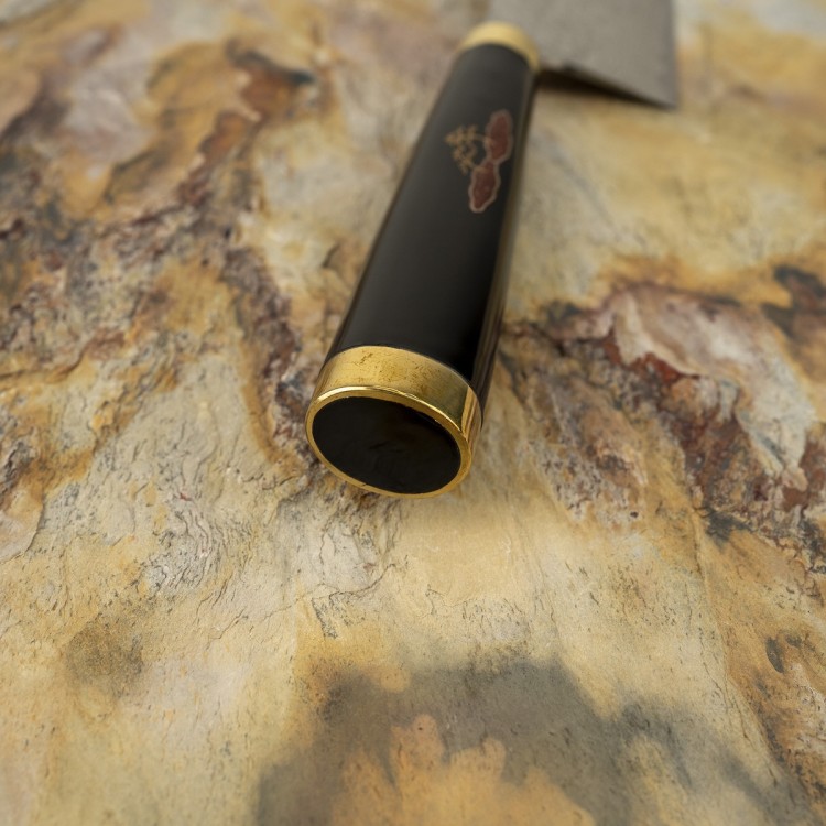 Takeshi Saji Art Tori Fuji On Lake Ręcznie Kuty R-2 Japoński Nóż Kuchenny Santoku 18cm + Saya