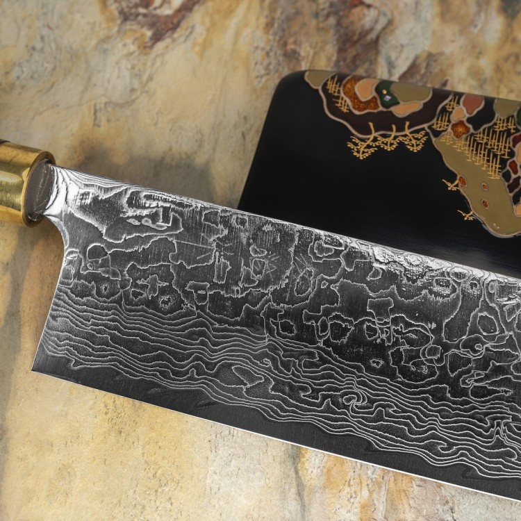 Takeshi Saji Art Fuji On Lake Ręcznie Kuty R-2 Japoński Nóż Kuchenny Nakiri 17cm + Saya