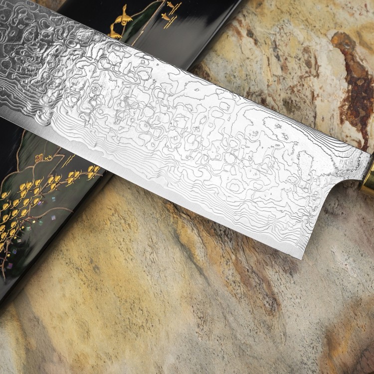 Takeshi Saji Art Fuji Unique Ręcznie Kuty R-2 Japoński Nóż Kuchenny Nakiri 17cm + Saya