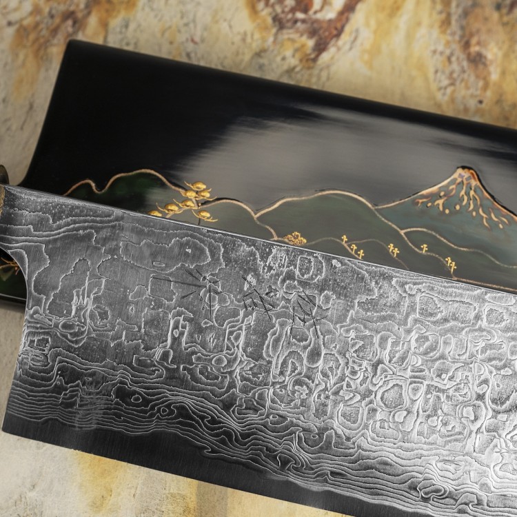 Takeshi Saji Art Fuji Unique Ręcznie Kuty R-2 Japoński Nóż Kuchenny Nakiri 17cm + Saya