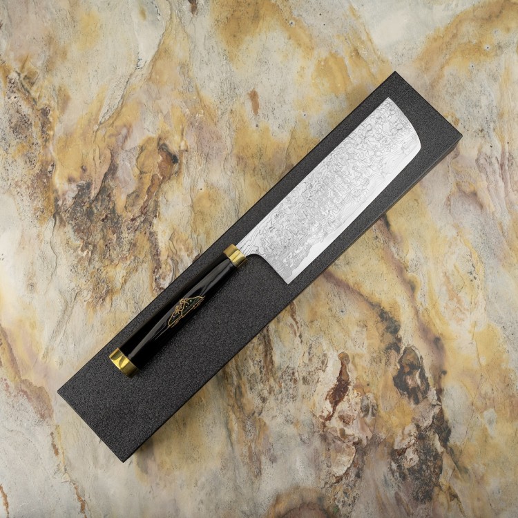 Takeshi Saji Art Fuji Unique Ręcznie Kuty R-2 Japoński Nóż Kuchenny Nakiri 17cm + Saya