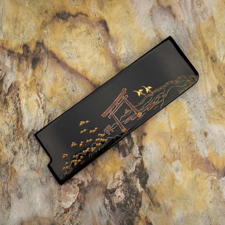 Takeshi Saji Art Tori Fuji On Lake Ręcznie Kuty R-2 Japoński Nóż Kuchenny Nakiri 17cm + Saya