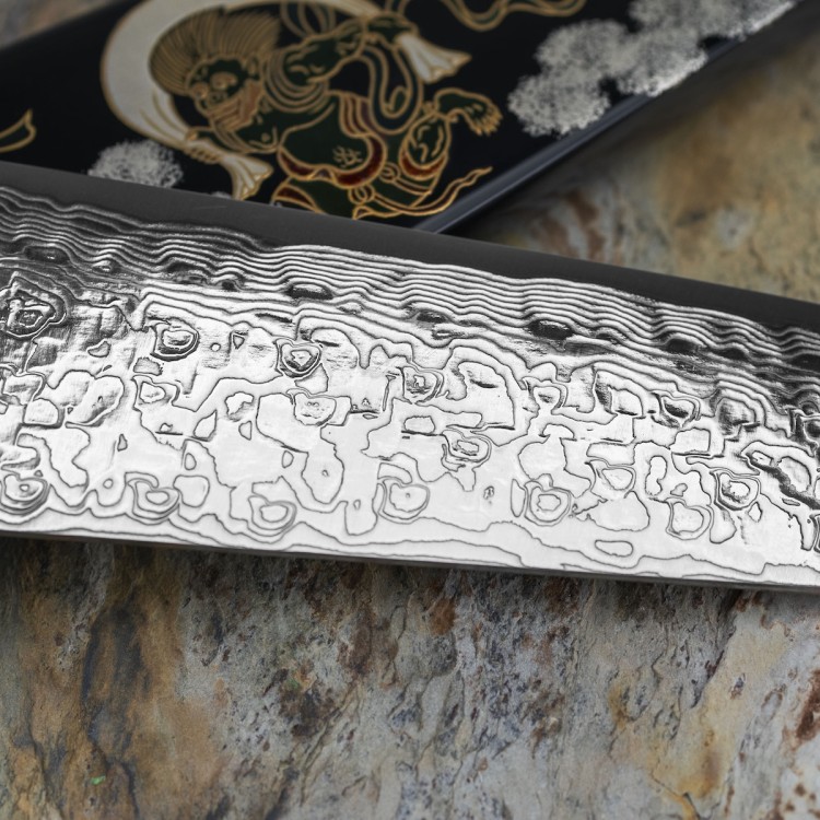 Takeshi Saji Art Fujin Raijin Ręcznie Kuty R-2 Japoński Nóż Kuchenny Szefa Kuchni 21cm + Saya