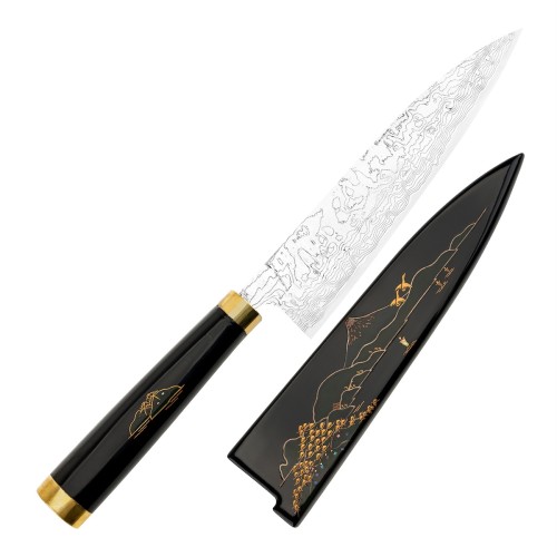 Takeshi Saji Art Fuji Unique Ręcznie Kuty R-2 Japoński Nóż Kuchenny Szefa Kuchni 21cm + Saya