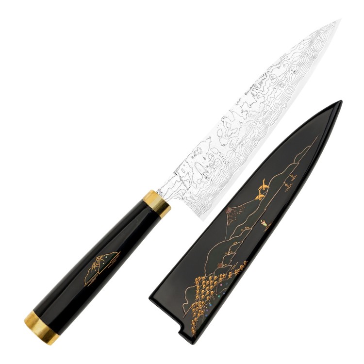 Takeshi Saji Art Fuji Unique Ręcznie Kuty R-2 Japoński Nóż Kuchenny Szefa Kuchni 21cm + Saya