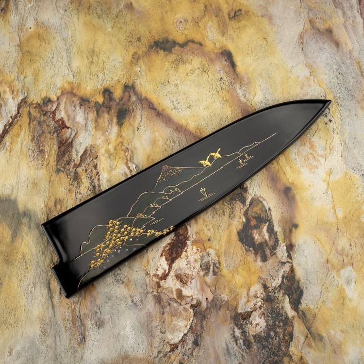 Takeshi Saji Art Fuji Unique Ręcznie Kuty R-2 Japoński Nóż Kuchenny Szefa Kuchni 21cm + Saya