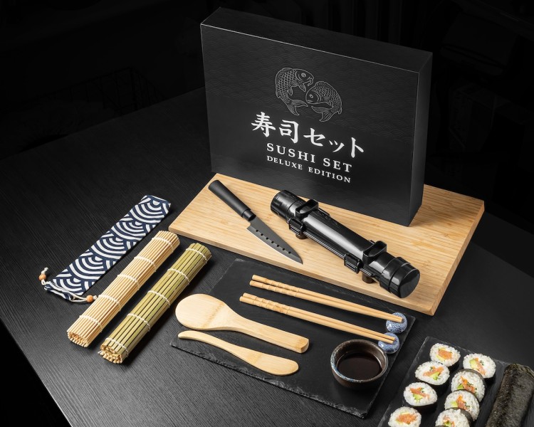 Zestaw Do Robienia Sushi Roller Maty Nóż Pałeczki Idealny Na Prezent SUSHI SET DELUXE EDITION