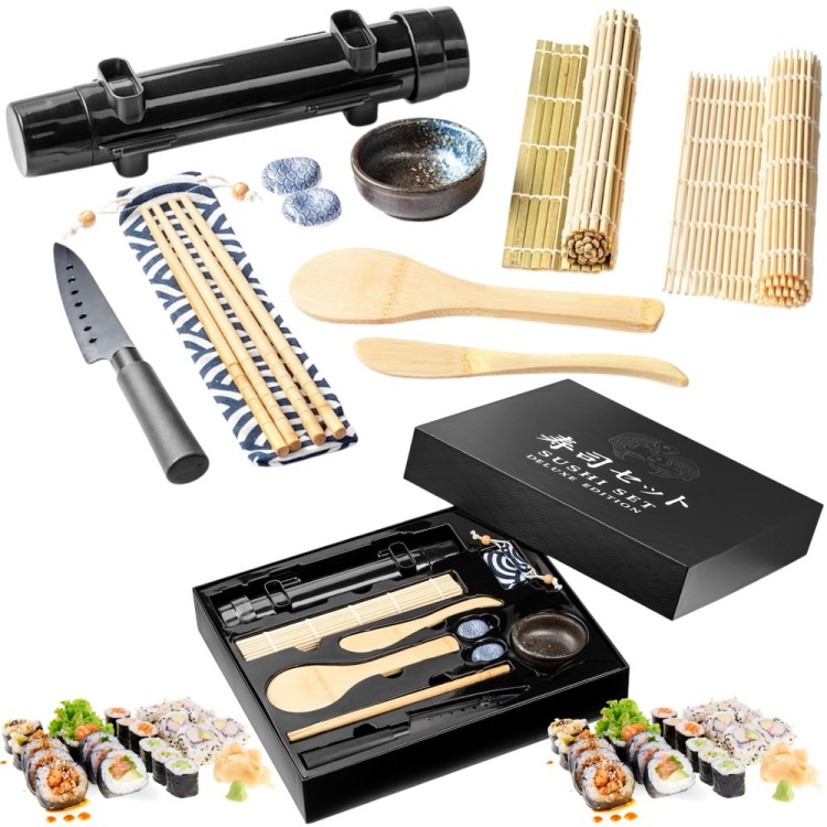 Zestaw Do Robienia Sushi Roller Maty Nóż Pałeczki Idealny Na Prezent SUSHI SET DELUXE EDITION