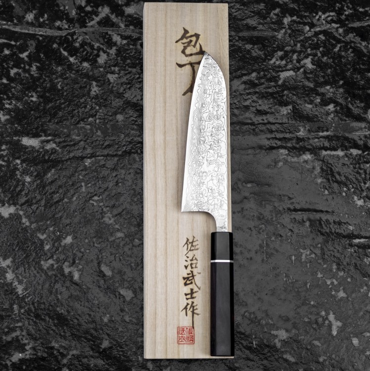 Takeshi Saji ME Ręcznie Kuty R-2 Diamond Japoński Nóż Kuchenny Santoku 18cm