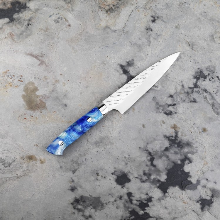 Takeshi Saji STRIX Blue Acrylic Ręcznie Kuty Japoński Ostry Nóż Kuchenny Uniwersalny 13cm