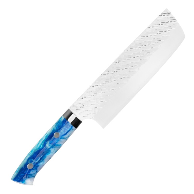 Takeshi Saji STRIX Blue Acrylic Ręcznie Kuty Japoński Ostry Nóż Kuchenny Nakiri 17cm