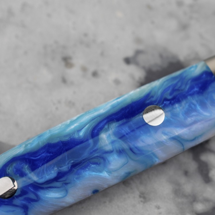 Takeshi Saji STRIX Blue Acrylic Ręcznie Kuty Japoński Ostry Nóż Kuchenny Nakiri 17cm