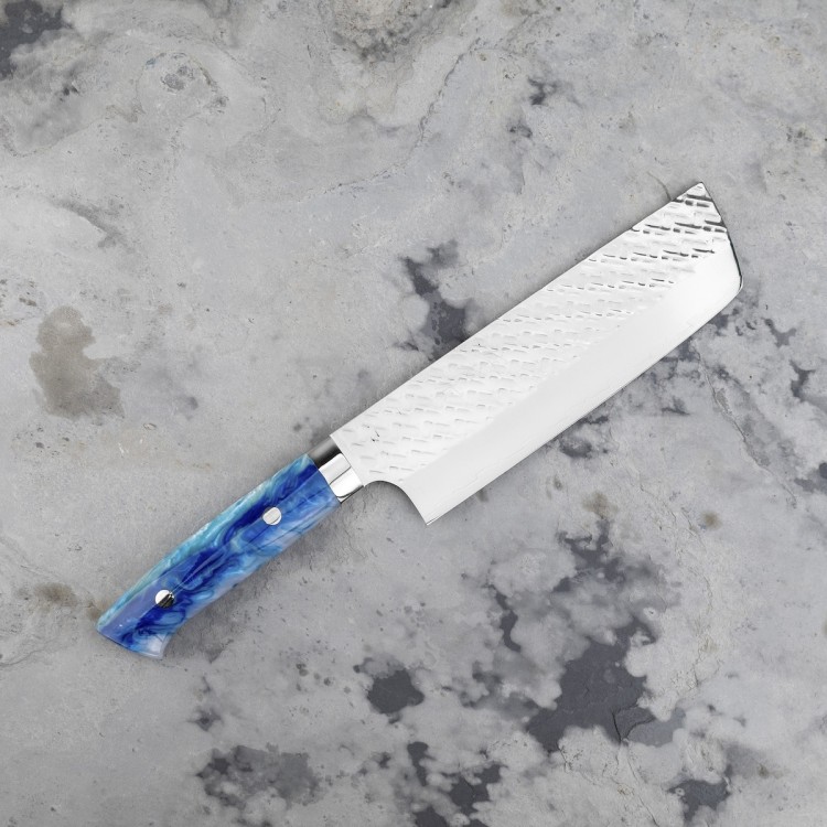 Takeshi Saji STRIX Blue Acrylic Ręcznie Kuty Japoński Ostry Nóż Kuchenny Nakiri 17cm