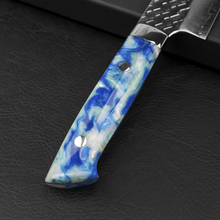 Takeshi Saji STRIX Blue Acrylic Ręcznie Kuty Japoński Ostry Nóż Kuchenny Szefa Kuchni 21cm
